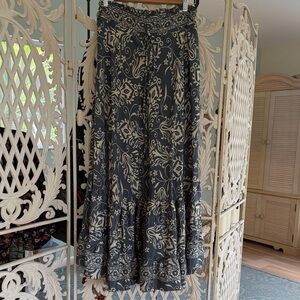 India Boutique Black and Cream Paisley Maxi Skirt